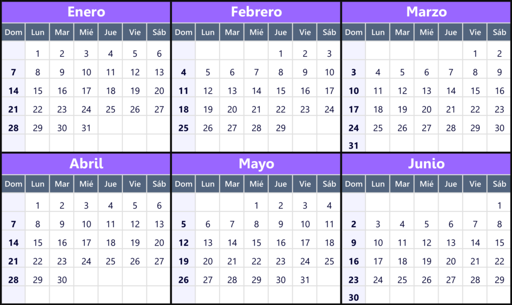 Calendario Anual 2024 Para Imprimir Gratis PDF, Excel, PNG