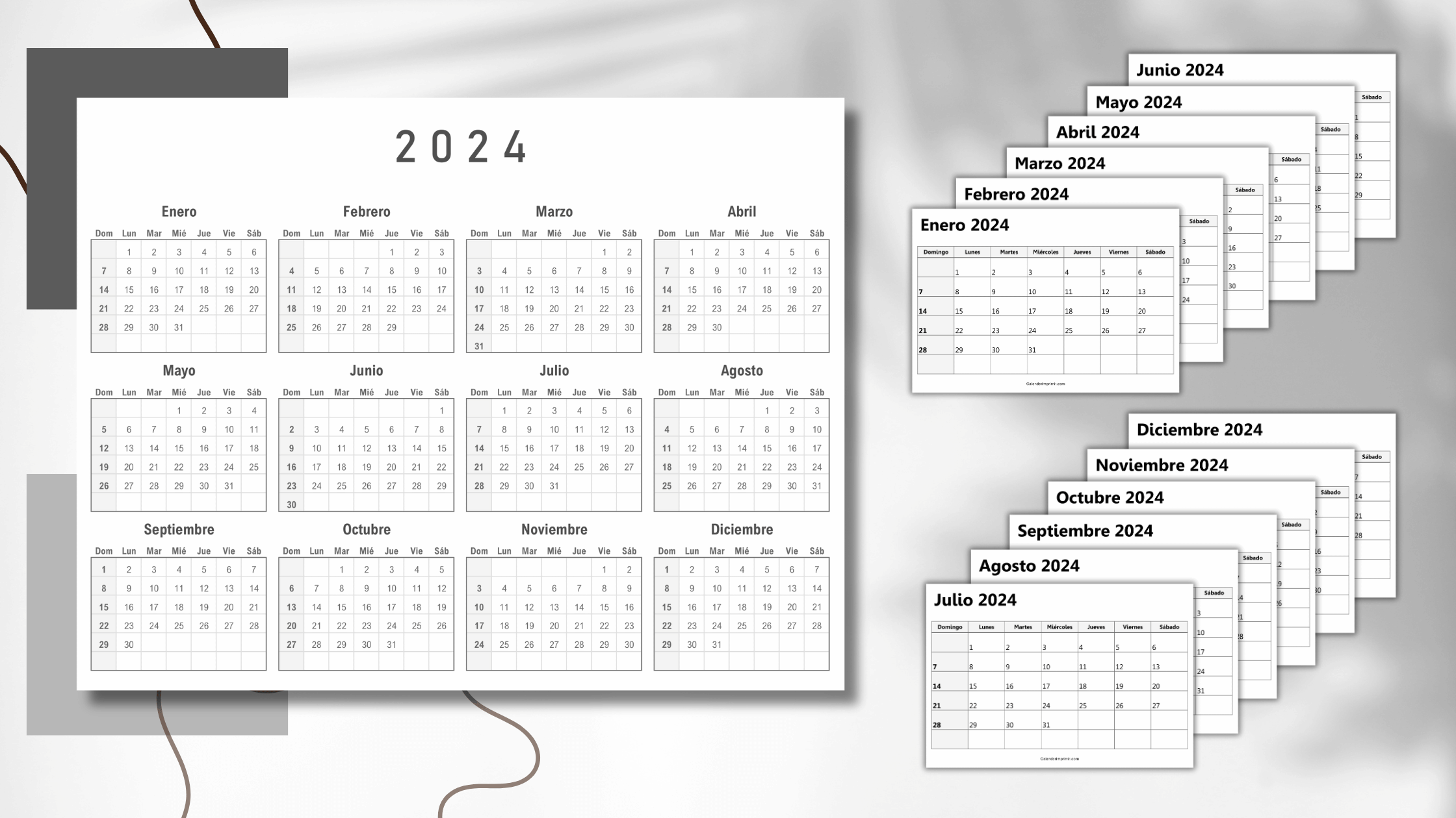 Calendario Mensual 2024 para Imprimir