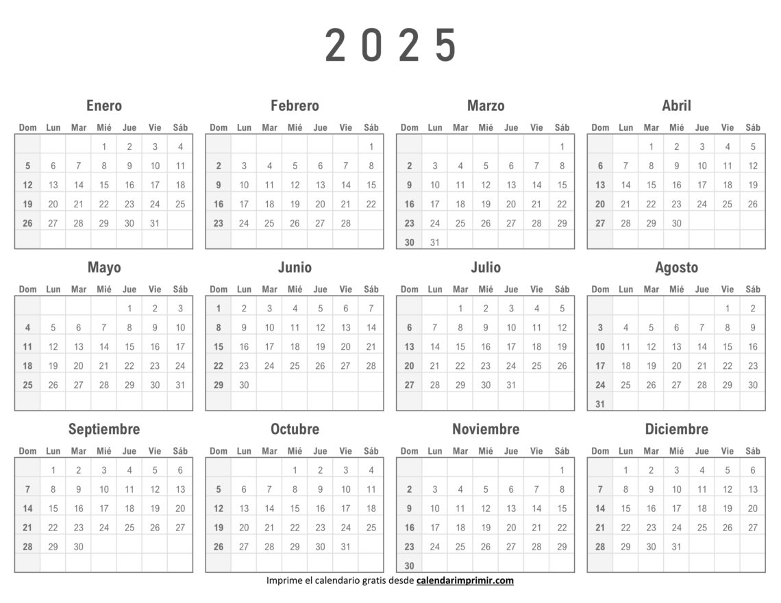 Calendario Mensual 2025 Para Imprimir Calendar Imprimir