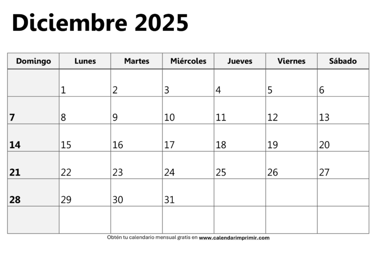 Calendario Mensual 2025 Para Imprimir Calendar Imprimir