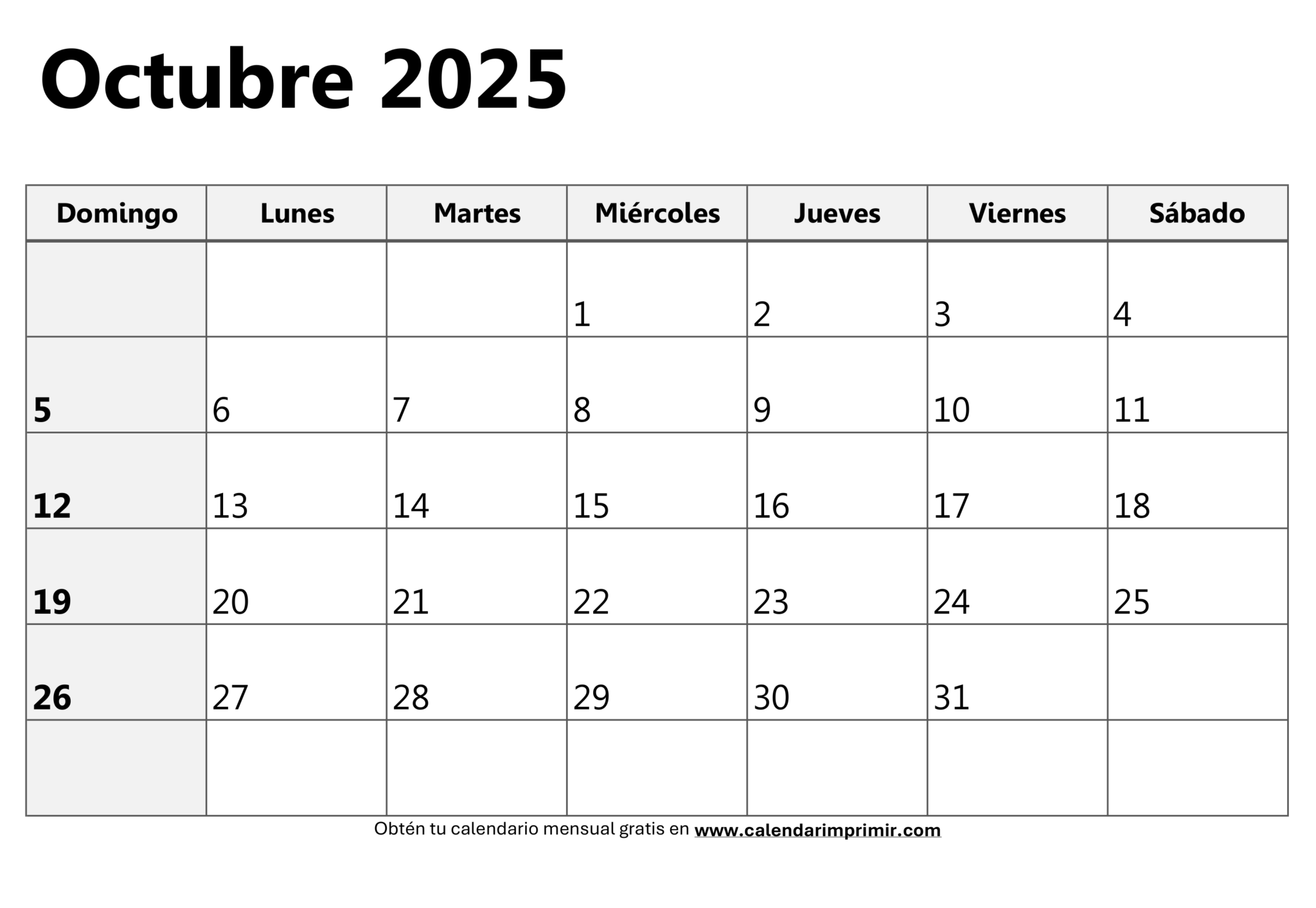 Calendario Mensual 2025 Para Imprimir Calendar Imprimir